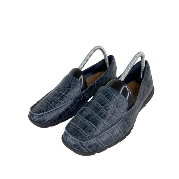 Easy Spirit ABIDE 8 Women's Navy Blue Crocodile Pattern Loafers Size 9M - Picture 1 of 9